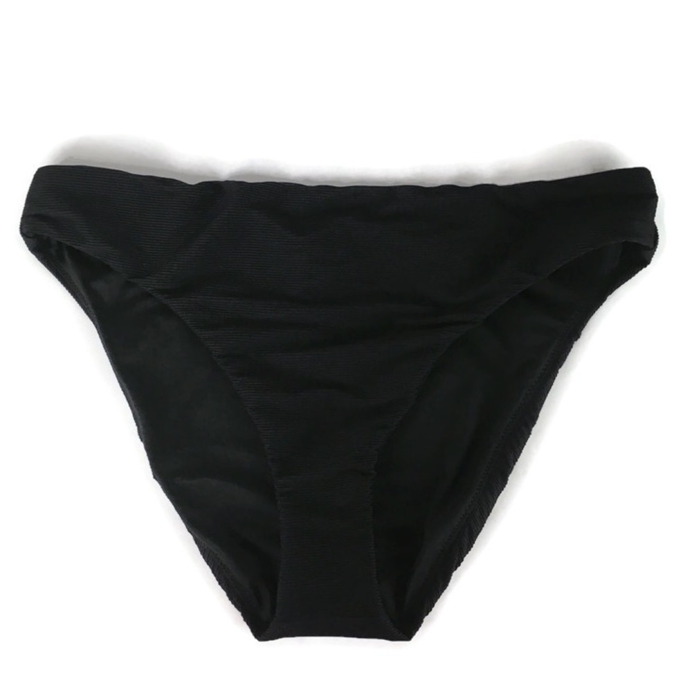 J. Crew Ribbed High-Rise Cheeky Bikini Bottoms in Black